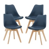 Scaune bucatarie Dubrovnik A set 4 buc PU/fag albastru [en.casa] HausGarden Leisure