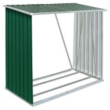 Cumpara ieftin Sopron de lemne gradina, verde, 163x83x154 cm, otel galvanizat