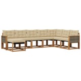 vidaXL Set de canapele de exterior cu pernă 8 pcs Natural și Bej 3382141