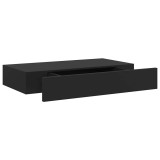 Cumpara ieftin Raft de perete suspendat cu sertar, negru, 48 x 25 x 8 cm