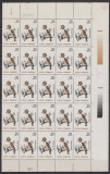 ROMANIA 1993 LP 1314 PASARI VALOAREA 20 LEI HARTIE CRETATA BLOC 25 DE TIMBRE MNH
