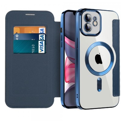 Husa MagSafe pentru Apple iPhone 11, Techsuit, SmartMag Book, Albastra foto