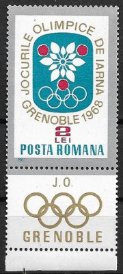 C1429 - Romania 1967 - J.O.Grenoble lei 2.00(1/7) foto