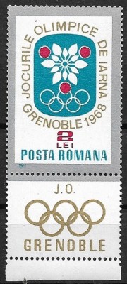 C1429 - Romania 1967 - J.O.Grenoble lei 2.00(1/7) foto