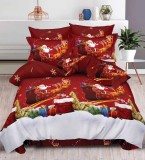 Cumpara ieftin Lenjerie Pat De Craciun Natal Cr036, Bumbac, 6 Piese, Cu Elastic, Imprimeu