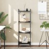 Biblioteca Gossi Neagra, 4 Niveluri, 40x30x120 cm, Lemn Prelucrat si Metal