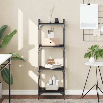 vidaXL Bibliotecă cu 4 niveluri, negru, 40x30x120 cm, lemn prelucrat 837632 foto