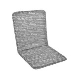 Perna pentru scaun, 43x87 cm, cu spatar, Gri cu mesaje, Bumbac/Poliester, ATU-089950