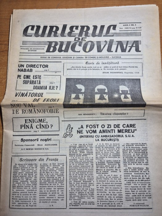 ziarul curierul de bucovina noiembrie 1992