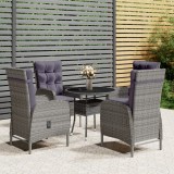 VidaXL Set mobilier bistro de grădină, 5 piese, gri, poliratan