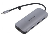 Hub USB HDMI soclu,USB A soclu x3,USB C soclu,USB C mufă - Hub USB HDMI cu multiple porturi