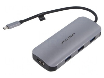 Hub USB HDMI soclu,USB A soclu x3,USB C soclu,USB C mufă - Hub USB HDMI cu multiple porturi foto