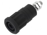Conector banană 4mm soclu 36A 1kV negru nichelat