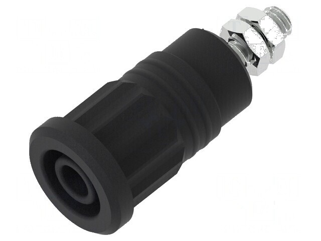Conector banană 4mm soclu 36A 1kV negru nichelat