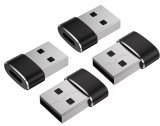 Cumpara ieftin Set 4 adaptoare OTG, negru 22.7 x 14.9 mm, USB-A 2.0 la USB-C, transfer date pana la 480 Mbps si incarcare, carcasa din aluminiu