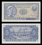 Romania, 5 lei 1952 UNC serie rosie