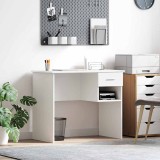 VidaXL Birou cu spațiu de stocare alb 90x49.5x75 cm lemn prelucrat