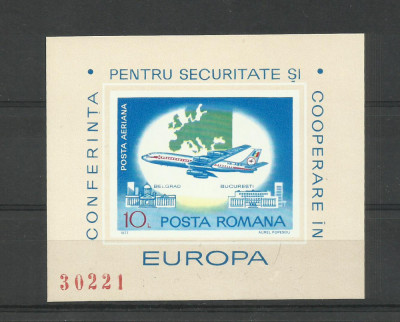 Romania MNH 1977 - Europa CSCE Belgrad Avion - LP 939 - calitate foarte buna foto