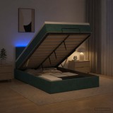 Cumpara ieftin Pat Ottoman cu Saltea si LED Verde inchis 120 x 190 cm Catifea