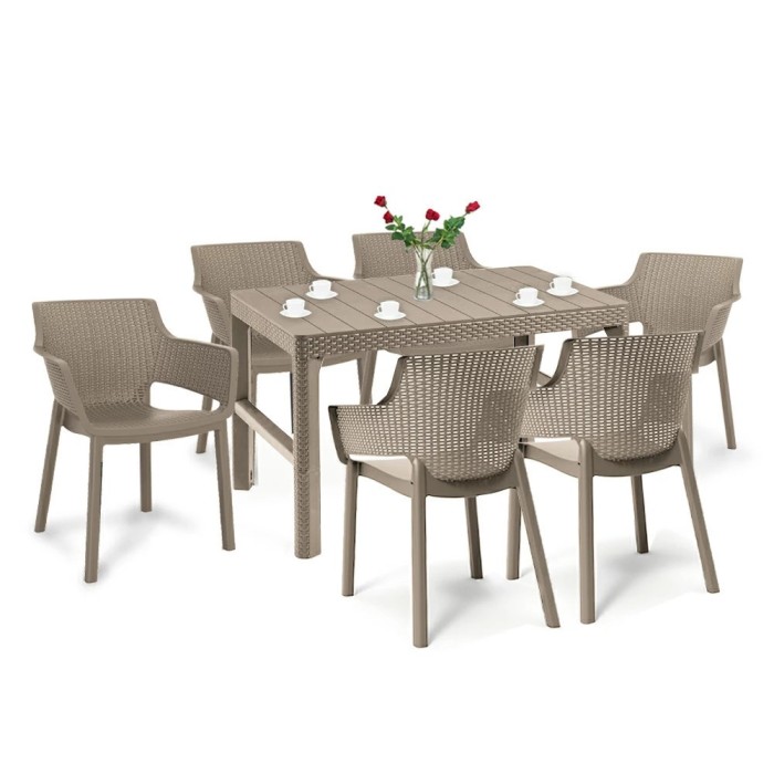Set mobilier de grădină Evyon 6+1 cappuccino