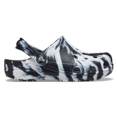 Saboți Crocs Kids&amp;#039; Classic Marbled Clog Alb - White/Black foto