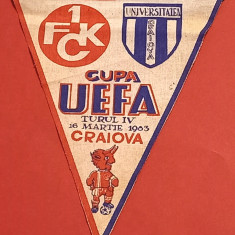 Fanion meci fotbal UNIVERSITATEA CRAIOVA - FC KAISERSLAUTERN (16.03.1983)
