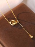 Lantisor Argint 925,Cercuri Interconectate,Placat cu Aur 18K - ALCA Fine Jewelry