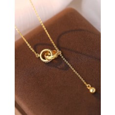 Lantisor Argint 925,Cercuri Interconectate,Placat cu Aur 18K - ALCA Fine Jewelry