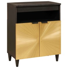 vidaXL Bufet cu raft Negru și Aur 60 x 33 x 75 cm Lemn masiv de mango