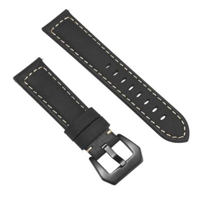 Curea piele naturala compatibila Huawei Watch GT 4 46mm, Telescoape QR, 22mm, Negru Mat foto