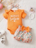 Set &quot;Mama&#039;s sunshine&quot; &ndash; Body, pantaloni scurti si bentita (Marime Disponibila:
