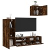 VidaXL Unități TV de perete cu LED-uri, 4 piese, stejar fumuriu, lemn 3216504