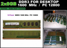 Kit 16GB Memorie RAM DDR3 Calculator 2x8GB 1600 MHz Garantie foto