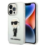 Husa iPhone 14 Pro Max Karl Lagerfeld Hardcase Transparent, Ikonik Karl Lagerfeld, KLHCP14XHNIKTCT