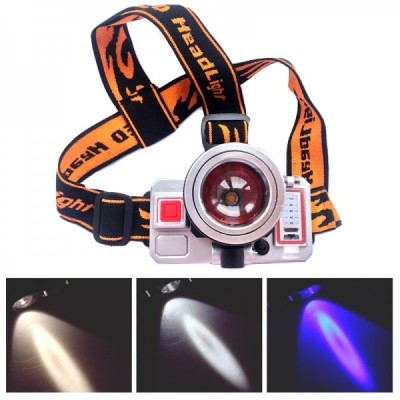 Lanterna Frontala Zoom Comutator LED 3W Alb Rece, Cald, Albastru MHT10 foto