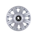 Set 4 Capace Roti Autohelix MSA&reg; potrivite jantelor de 15 inch, pentru Skoda Alb Negru model Cosmos Gray