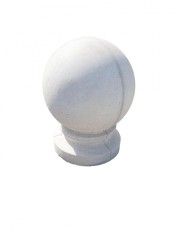 Bolard alb din beton rotund neted cu picior &ndash; 45 cm