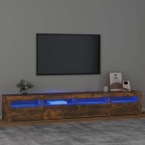 vidaXL Comodă TV cu lumini LED, stejar fumuriu, 240x35x40cm 3152727