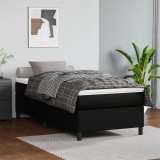 VidaXL Pat box spring cu saltea, negru, 100x200 cm, piele ecologică