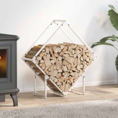 vidaXL Suport pentru lemne de foc alb 80x25x80 cm Oțel laminat la rece 864284
