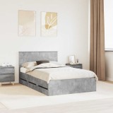 vidaXL Cadru de pat Gri din beton 120 x 190 cm Lemn Ingineresc 3408001