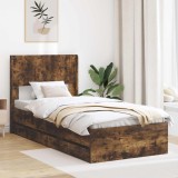 Cumpara ieftin Cadru de pat cu depozitare si tablie Stejar fumuriu 75 x 190 cm