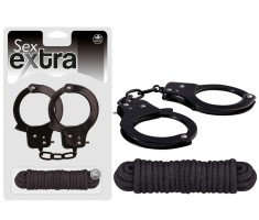 SEX EXTRA - METAL CUFFS &amp; LOVE ROPE BLACK