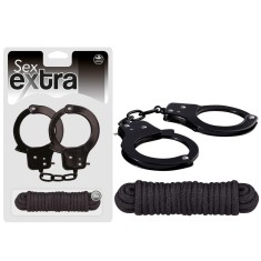 SEX EXTRA - METAL CUFFS &amp; LOVE ROPE BLACK