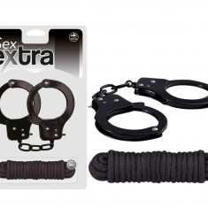 SEX EXTRA - METAL CUFFS & LOVE ROPE BLACK