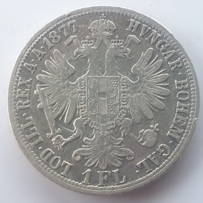 Austria 1 florin 1877 argint Franz Joseph l foto