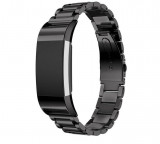 Cumpara ieftin Curea metalica Edman 3Z pentru Fitbit Charge 2, Negru