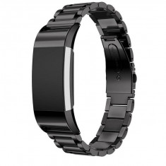 Curea metalica Edman 3Z pentru Fitbit Charge 2, Negru