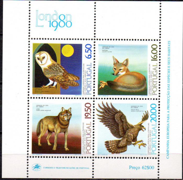 PORTUGALIA 1980, Fauna, serie neuzata, MNH