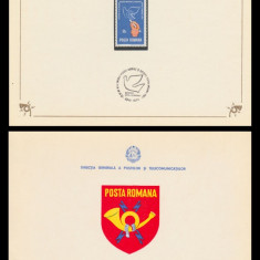 1974 Romania, Miscarea pentru Apararea Pacii, carnet FDC de protocol LP 857